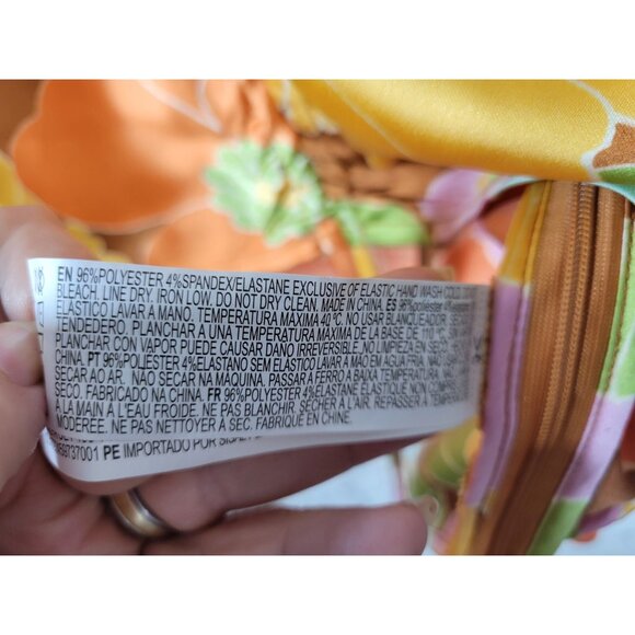 Forever 21 Women Top 1X Plus Crop Boho Festival Orange Floral Tie Front FLO58E - Picture 7 of 8